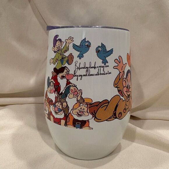 Snow White & the Seven Dwarfs Insulated Wine Tumbler Coffee Stainless 12oz NEW - Picture 4 of 7